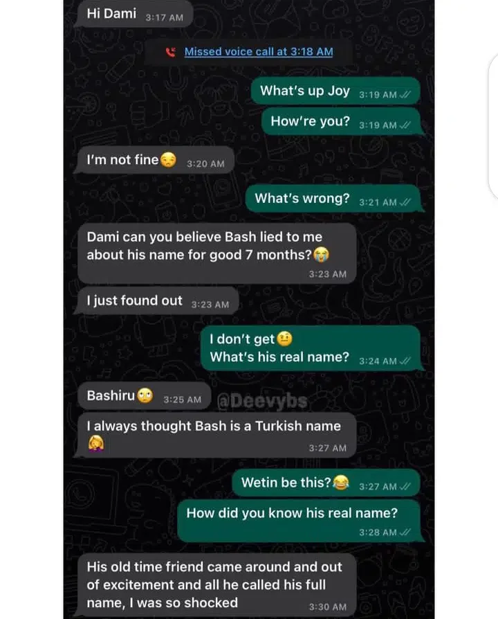'He lied to me' - Lady discovers after 7 months that boyfriend's real name is Bashiru not Bash, quits relationship