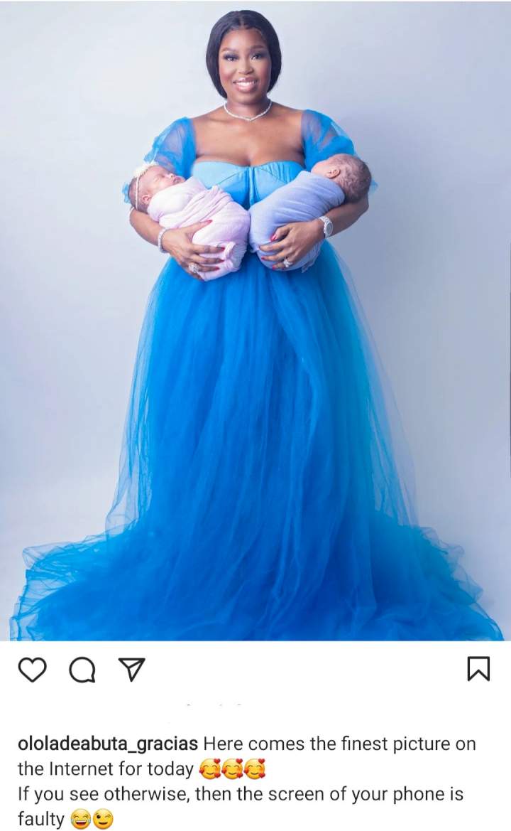 Former actress Lolade Abuta shows off her twins then gives interesting response to those asking about their father's identity