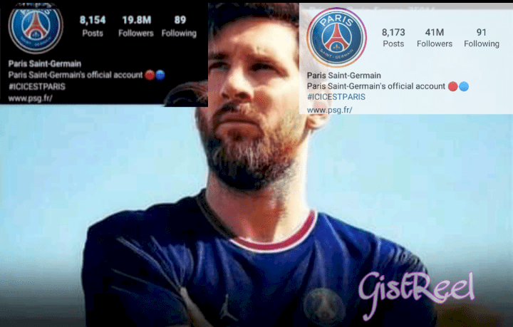 PSG Instagram page gets 22M new followers, just hours after Messi transfer!!