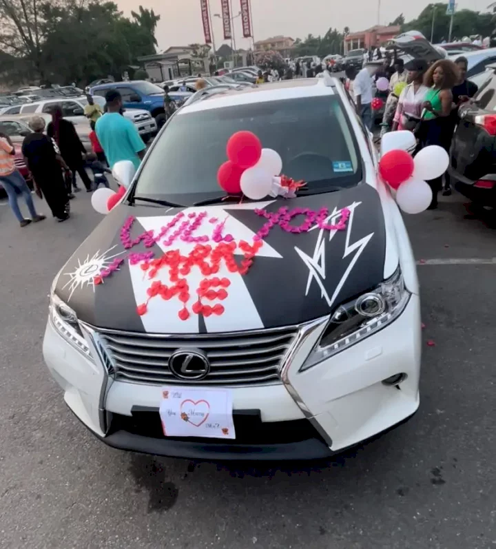 Lady disgrace man who proposed with new Lexus car after one month relationship (Video)