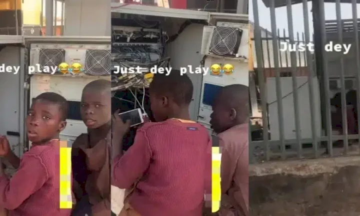 Little boys are spotted charging phone with transformer (Video)