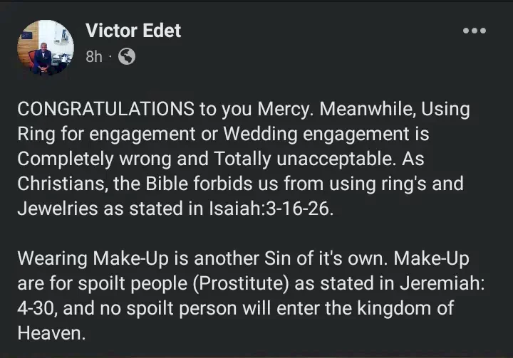 Evangelist Victor calls out Mercy Aigbe over engagement