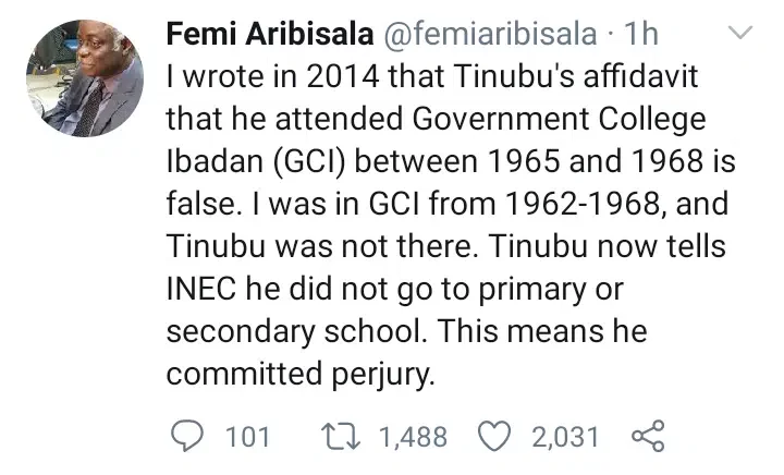 2023: Tinubu accused of committing perjury following his submitted affidavit to INEC