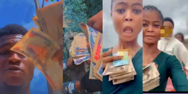 EkitiDecides2022: Nigerian youths celebrate; show off huge cash after successfully selling their votes (Video)