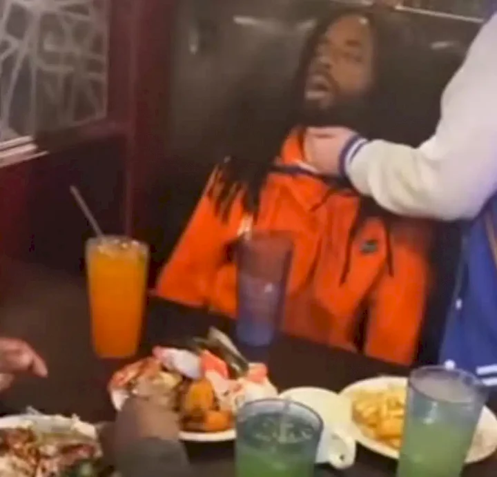 Scary moment man almost choked to death at dinner without friends noticing (Video)