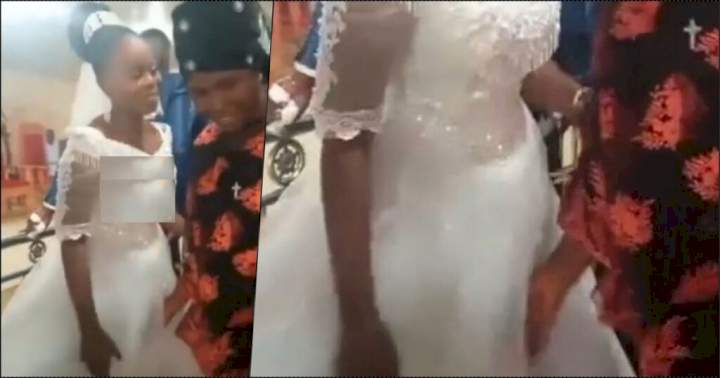 "Na juju" - Reactions as wedding guest touches bride suspiciously (Video)