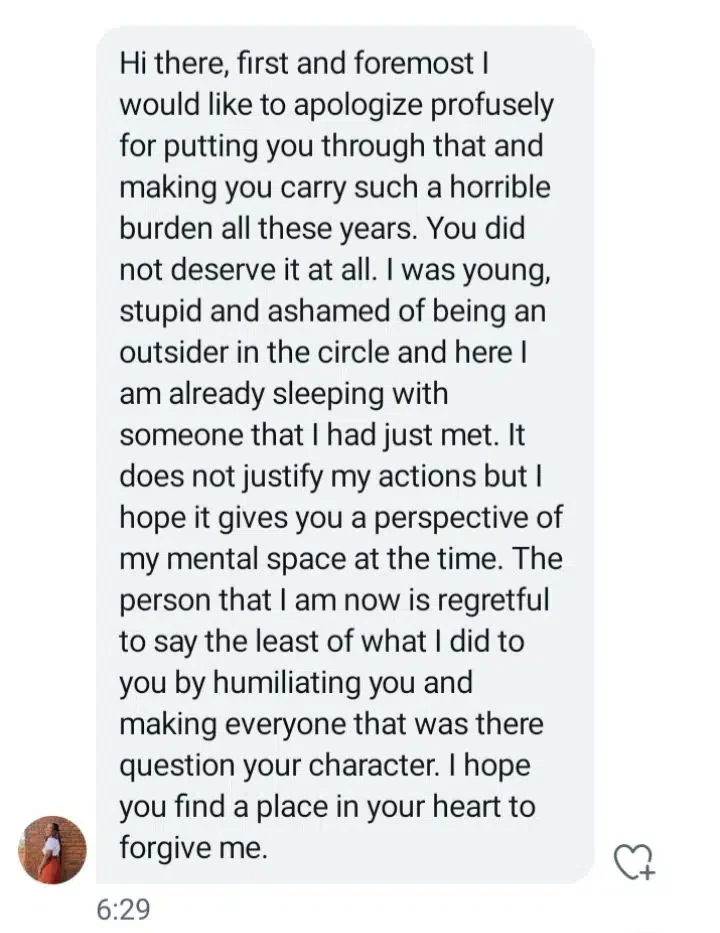 Man falsely accused of rape confronts his accuser years later; shares their chat where she confessed (Screenshots)