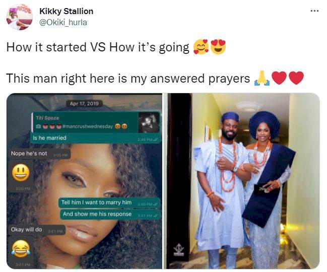 Nigerian lady 'aimed her shot' at a man she saw on someone's status and they are now married