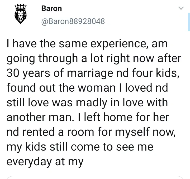 Man moves out of his home after catching his wife of 30 years cheating with her high school boyfriend