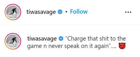 'Never speak on it again' - Singer, Tiwa Savage drops a shocker amidst tape saga