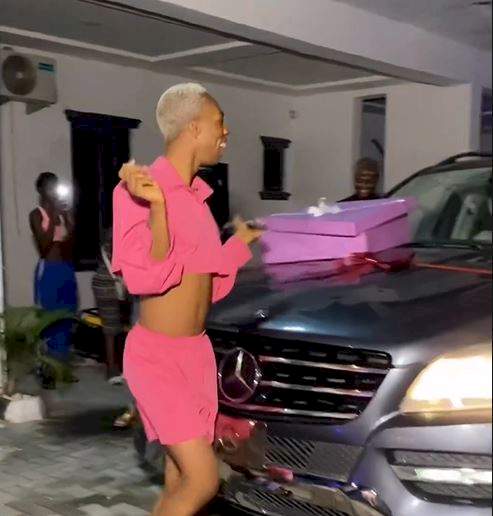 Crossdresser, James Brown excited as he receives brand new Mercedes Benz from fans (Video)