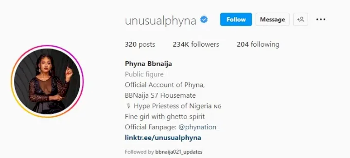 BBNaija: Fans rejoice as Phyna bags Instagram verification
