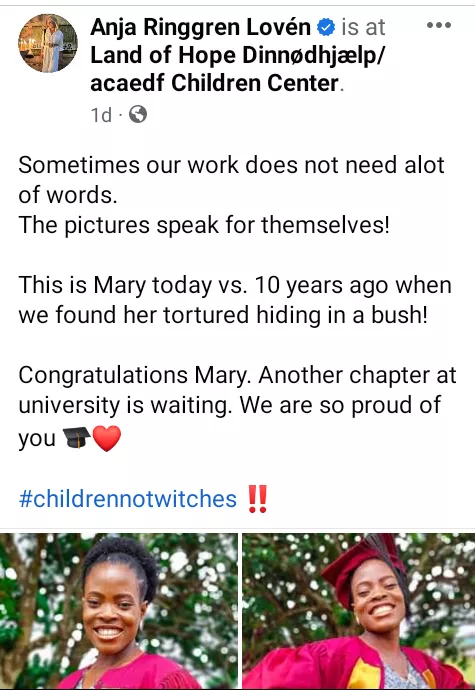 Young girl gains admission into university 10 years after she was branded a witch, tortured and abandoned in Akwa Ibom