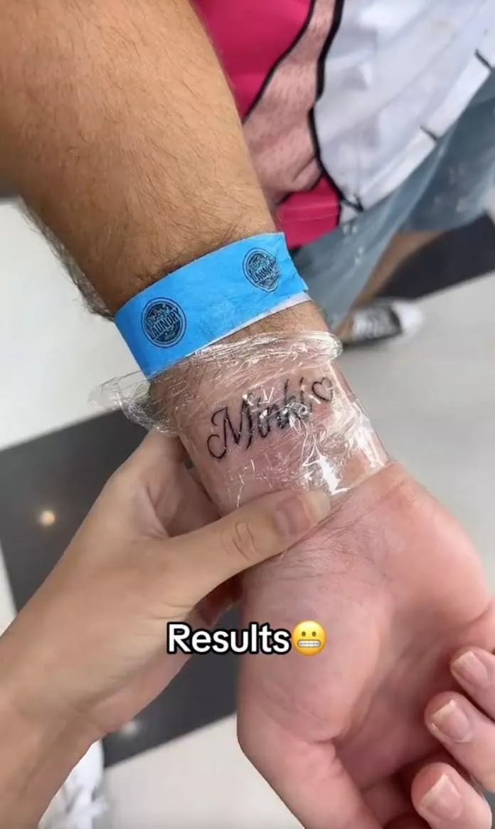 Man gets woman's name tattooed in exchange for lifetime subscription to her er0tic streaming account (video)