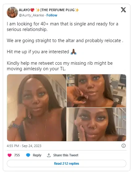 'Looking for a mature partner' - Lady in search of husband, advertises herself, shares stunning photos online