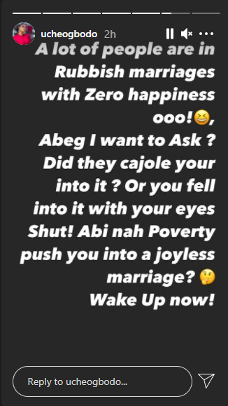 'Wake up now' - Actress, Uche Ogbodo yells at people in joyless marriages