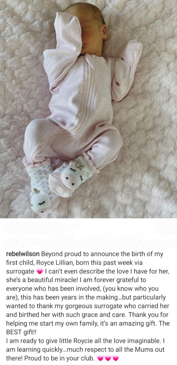 Rebel Wilson announces she has become a mum at 42
