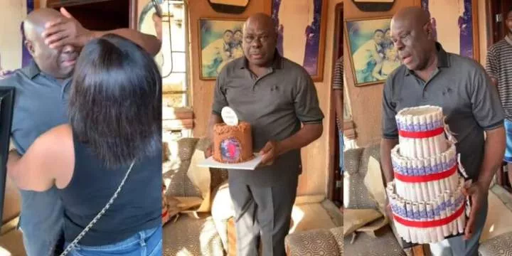 Nigerian dad breaks down in tears as his family organized birthday surprise for him (video)