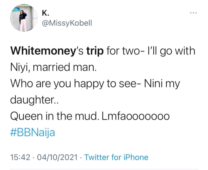 'Queen in the mud' - Fans react as Whitemoney ignores Queen, picks Niyi instead for two-person trip to Dubai