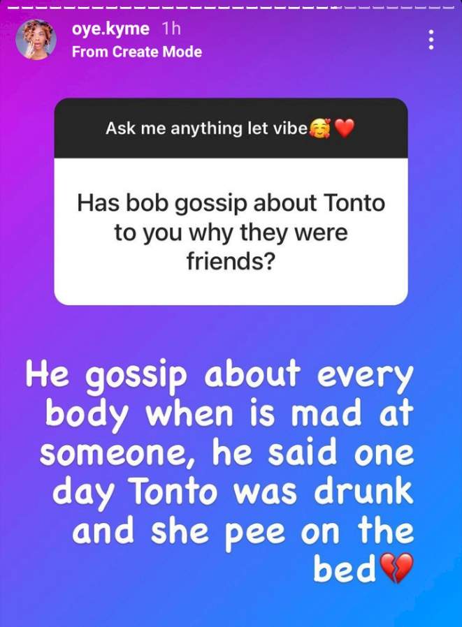 Bobrisky allegedly narrates how Tonto Dikeh got drunk and peed on the bed