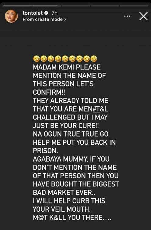 'You have bought the biggest bad market ever' - Tonto Dikeh says as she dares Kemi Olunloyo over drug use allegation