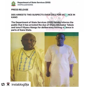 2023 Guber Polls: DSS locks up two men for incitîng vi#l£nc£ in Kano