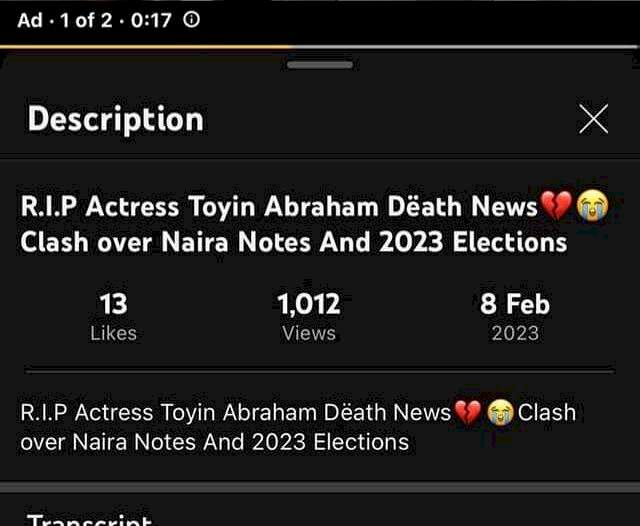 Toyin Abraham reacts to death reports over support for Tinubu