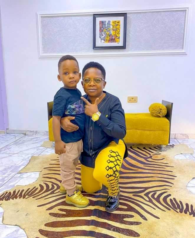 Reactions as actor Chinedu Ikedieze shows off his son for the first time (Photos)