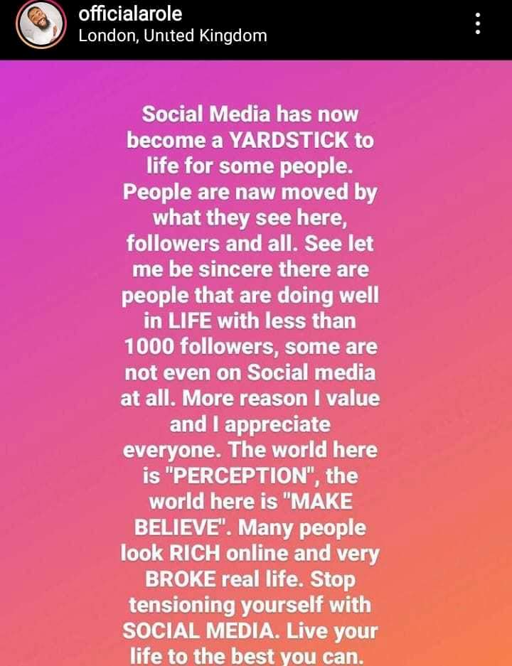 MC Arole Advises Those Pressuring Themselves Over Social Media Followers, Fame