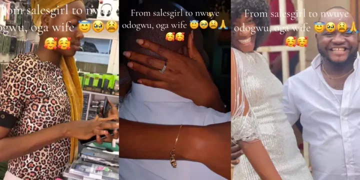 Beautiful lady turns oga's wife after serving as sales girl
