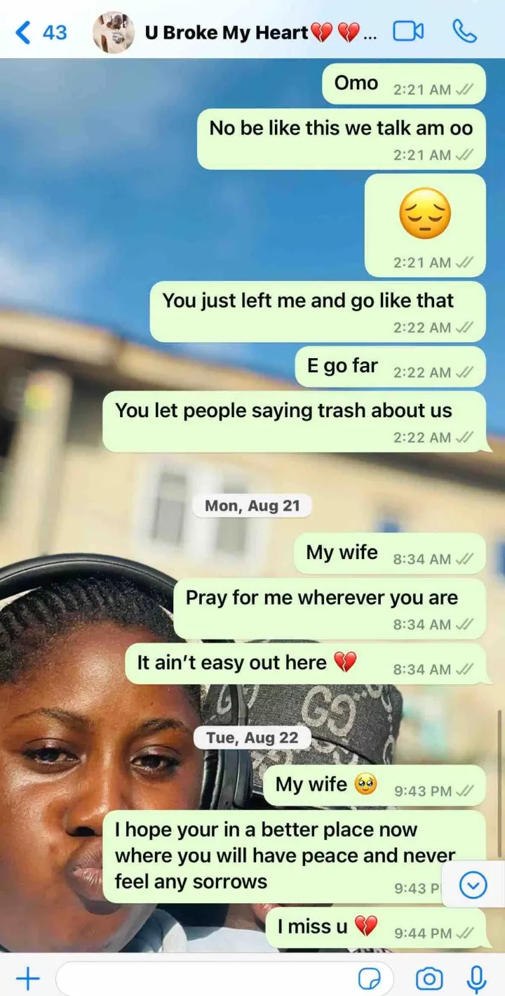 'If I survive, I go happy' - Man shares final text from girlfriend before demise