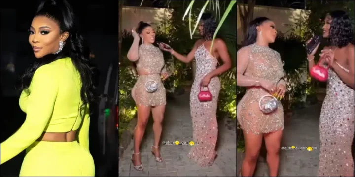 "She knows this entertainment business" - Netizens react as Toke Makinwa speaks on price of her outfit in viral video
