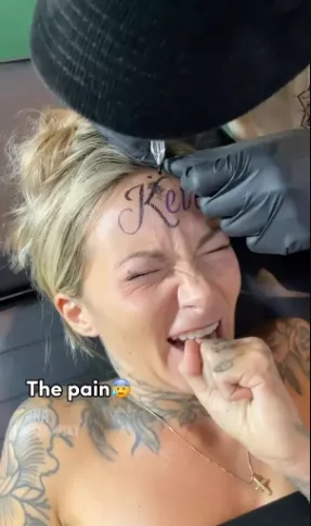 Woman gets boyfriend?s name tattooed on her forehead