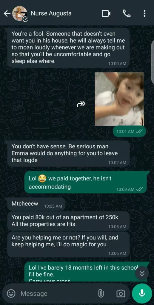 Man goes viral as he declines roommate's girlfriend's request to block influencer, leaks her chat