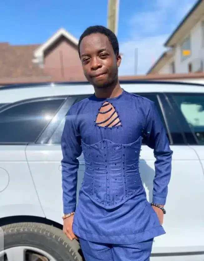 Ghanaian man goes viral for wearing corset to wedding party