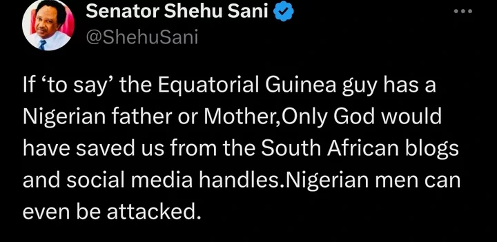 'Only God would have saved us from the South African blogs and social media handles' -Shehu Sani