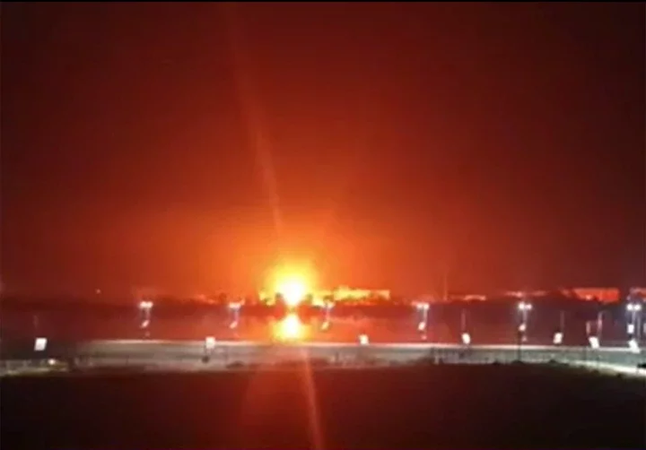 Explosion at a Ukrainian port on the Danube River.