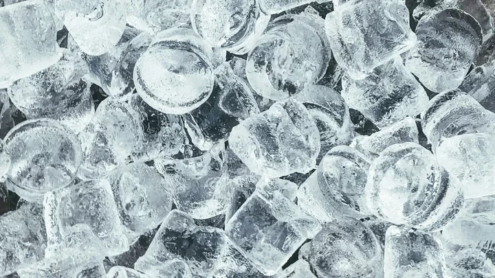 A close up of ice