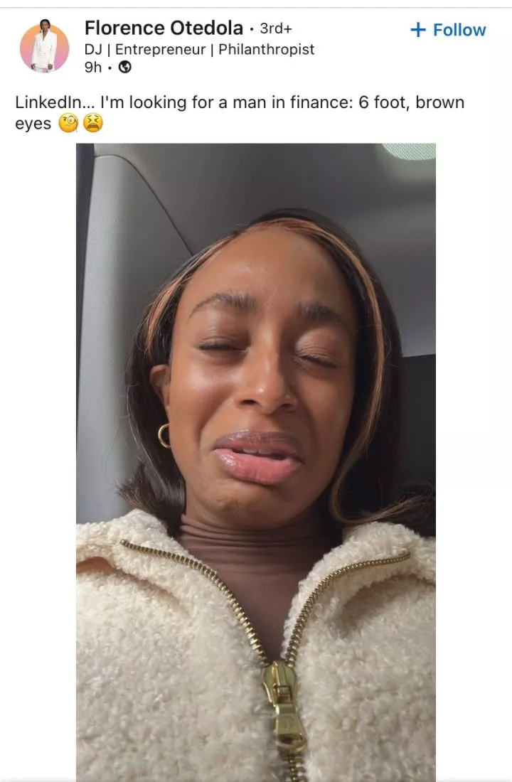 DJ Cuppy trends as Nigerians react after she went on LinkedIn and other social media platforms to announce she is looking for a man and her preferred specification