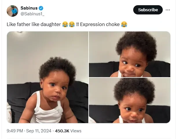 Sabinus shares adorable photos of his daughter, netizens react