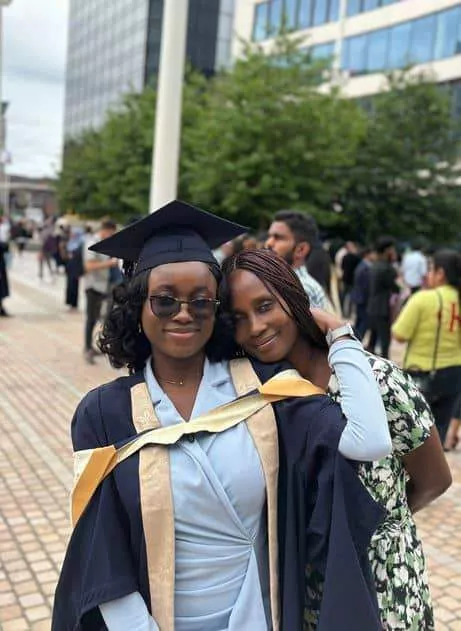 Lady recreates graduation photo with mother as she bags Master's degree