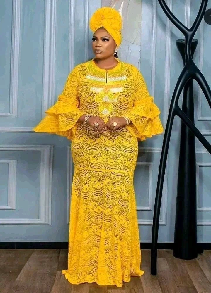 Fascinating Kaftan Styles Ladies Can Rock with Lace Fabric.