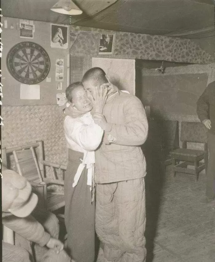 Korean Mother Embraces Her Son, A Prisoner Of War Who Escaped His North Korean Pow Camp Shortly After The Signing Of The Korean Armistice Agreement, Which Ended The Widespread Fighting Of The Korean War, 1953