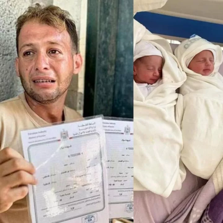 Man inconsolable as his newborn twin babies and wife are k!lled in Israeli airstrikes in Gaza hospital while he went to get their birth certificate (video)