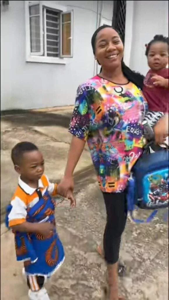 Little boy insists his mother tie wrapper for him to wear to school