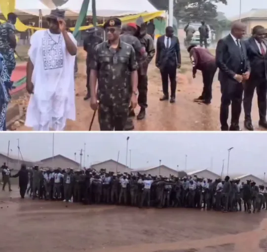 FCT Serving Corps Members Seen Greeting NYSC DG In The Rain (Video)