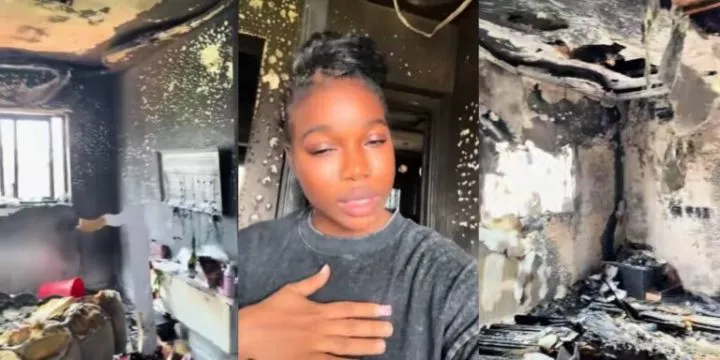 Lady's apartment burns down after she lights scented candle Lady's apartment burns down after she lights scented candle