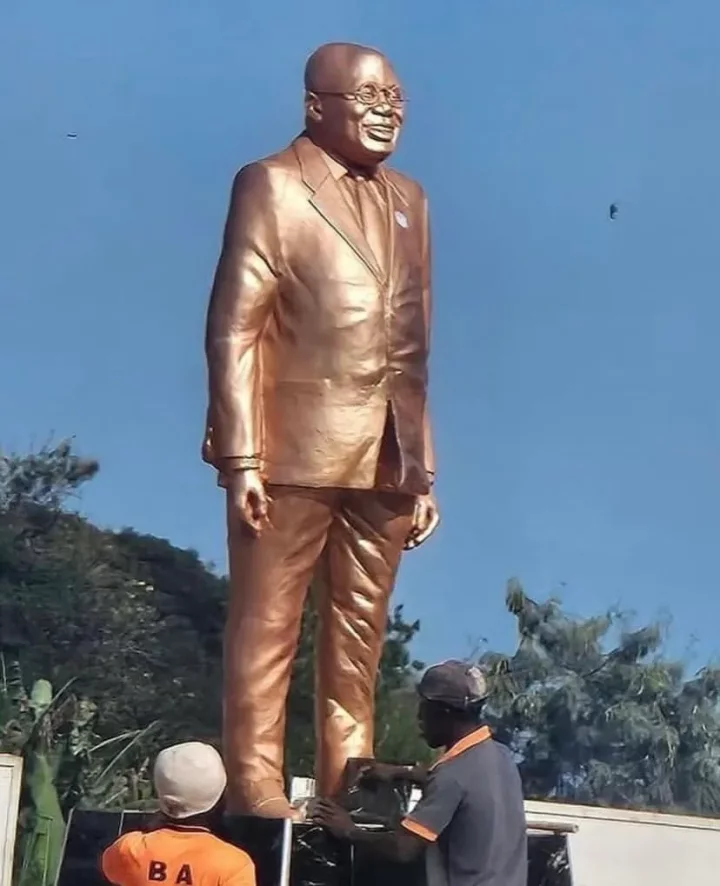 Uproar in Ghana after president unveils his own statue