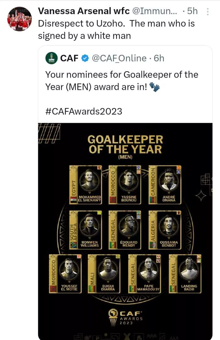 'Where's Uzoho?' Nigerians ask as CAF releases Goalkeeper of the Year nominees