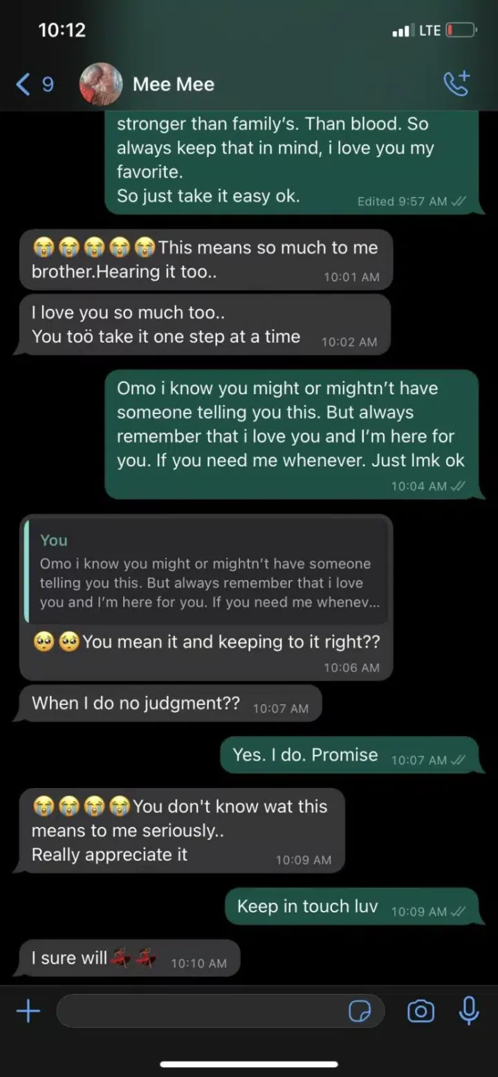 'Wetin be this? Are you not loved at home?' - Man expresses concern over love text on sister's Whatsapp status